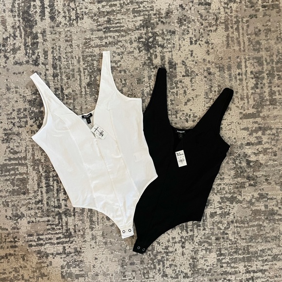 Express Tops - Set of Express Deep V Bodysuits
